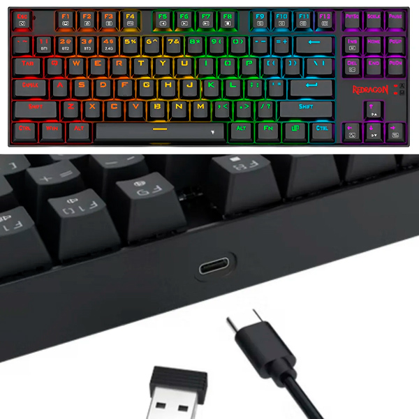 Teclado Mec�nico Gamer Kumara Elite Preto K552-krs Ilumina��o Rainbow Preto Portugu�s Brasil Redragon