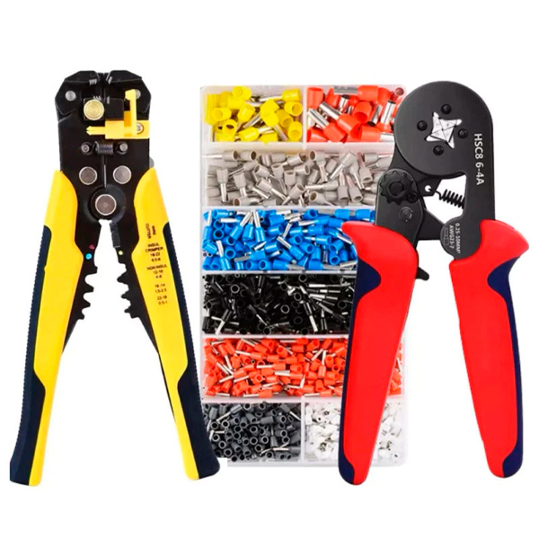 Alicate Crimpar + 1250 Terminais Ilhos + Descascador 0,25 At� 10mm�