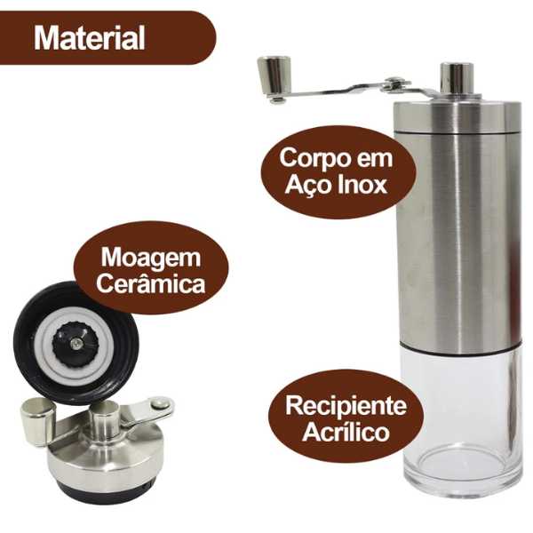 Moedor De Caf� Inox Moinho Em Cer�mica Com Ajuste De Moagem Moe Gr�os
