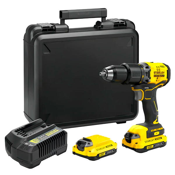 Furadeira e Parafusadeira Profissional 20V Stanley Modelo SBD715C2K Acompanha 2 Baterias e 1 Carregador