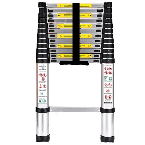 Escada Telesc�pica JST 13 Degraus Inox 3,8m Dobr�vel e Antiderrapante