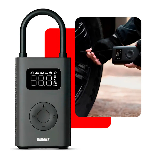 Mini Compressor Digital Simake Bomba De Encher Pneus Port�til Para Carro Bicicleta Motocicletas Cor Preto Com Calibrador